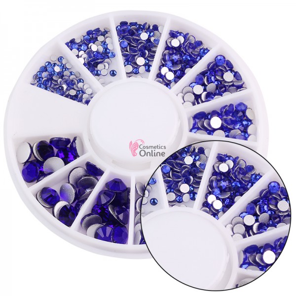 Carusel 3D pentru unghii C075 cu strasuri din Cristale Albastru Indigo 400 buc 1,5-5mm